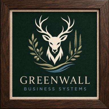 Greenwall Business Systems framed logo with company name