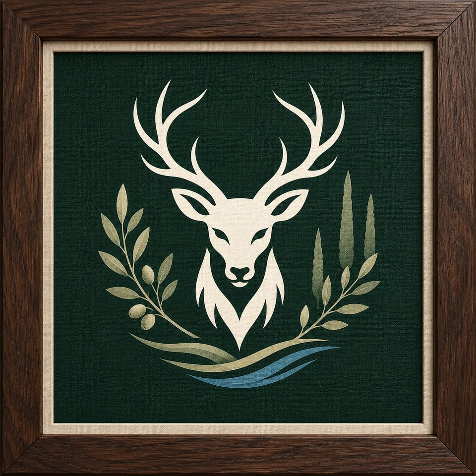 Greenwall Business Systems Corfu-inspired framed antler emblem